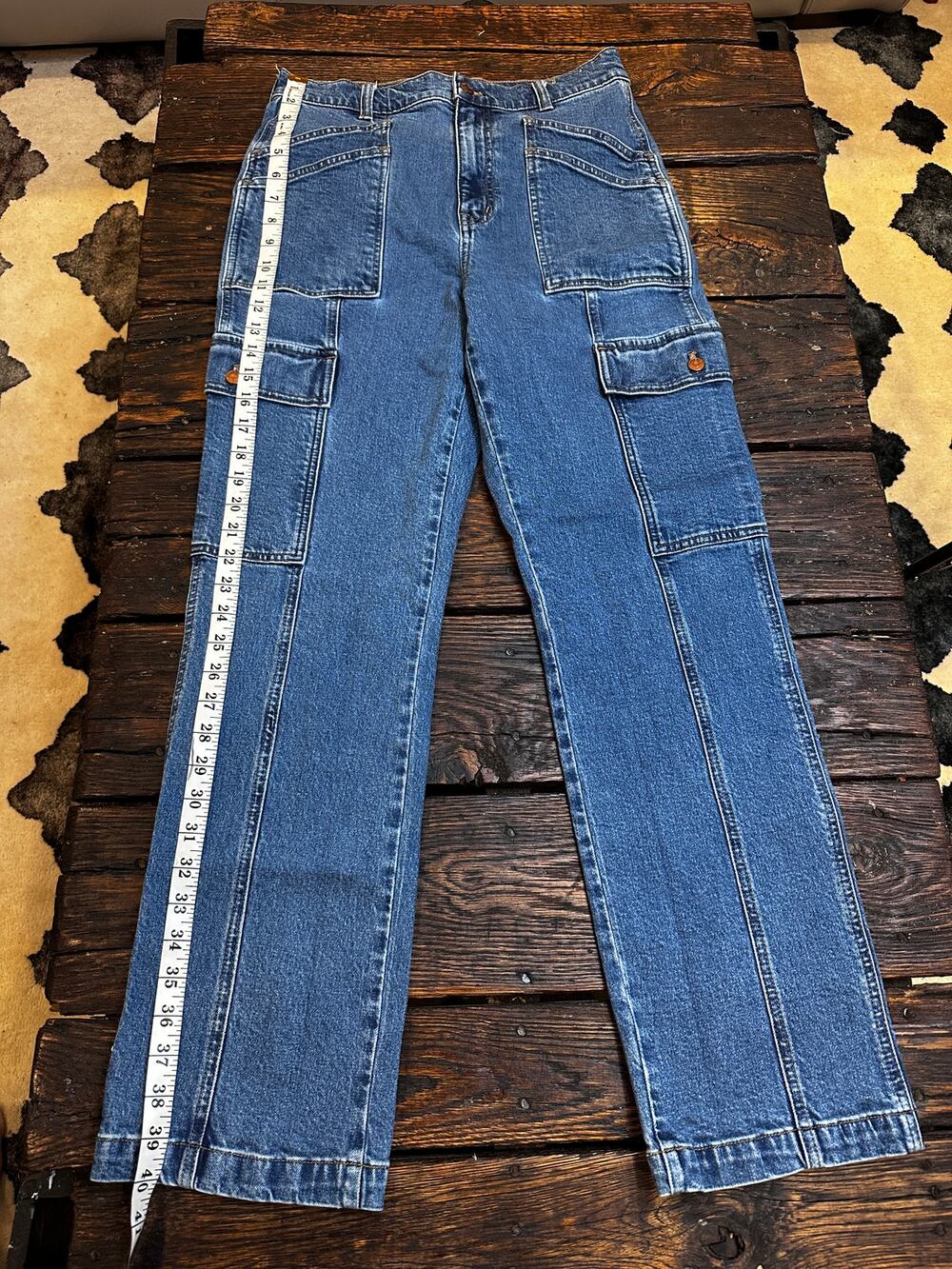 Madewell ’90s Straight Cargo Jeans Women’s 28 Medium Blue Wash Like New